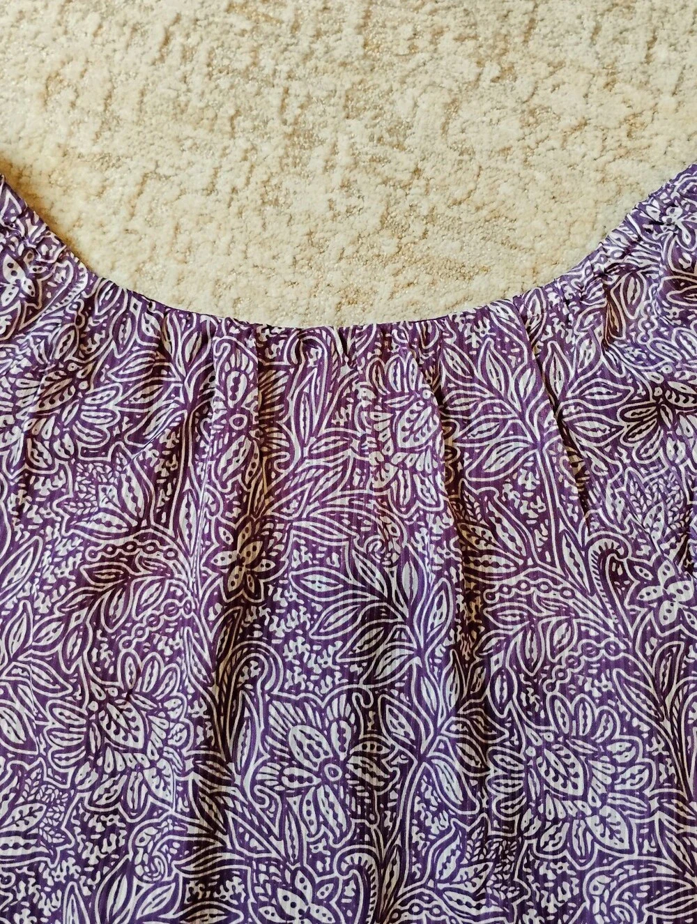 NWT XL Ann Taylor LOFT Purple And White V-Neck Floral Long Sleeve Blouse NEW